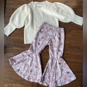 Khloe Jean Bell Bottoms 18month & cream sweater